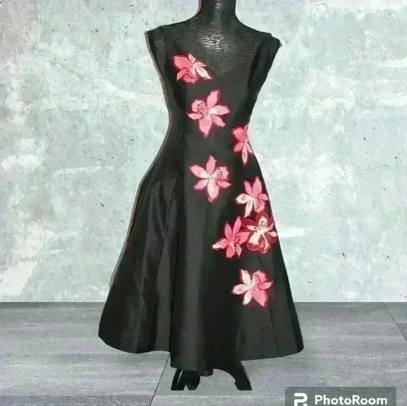 NWOT Kate Spade new without tag Black Tiger Lily Applique Fit & Flare Dress sz 4 - Picture 8 of 15
